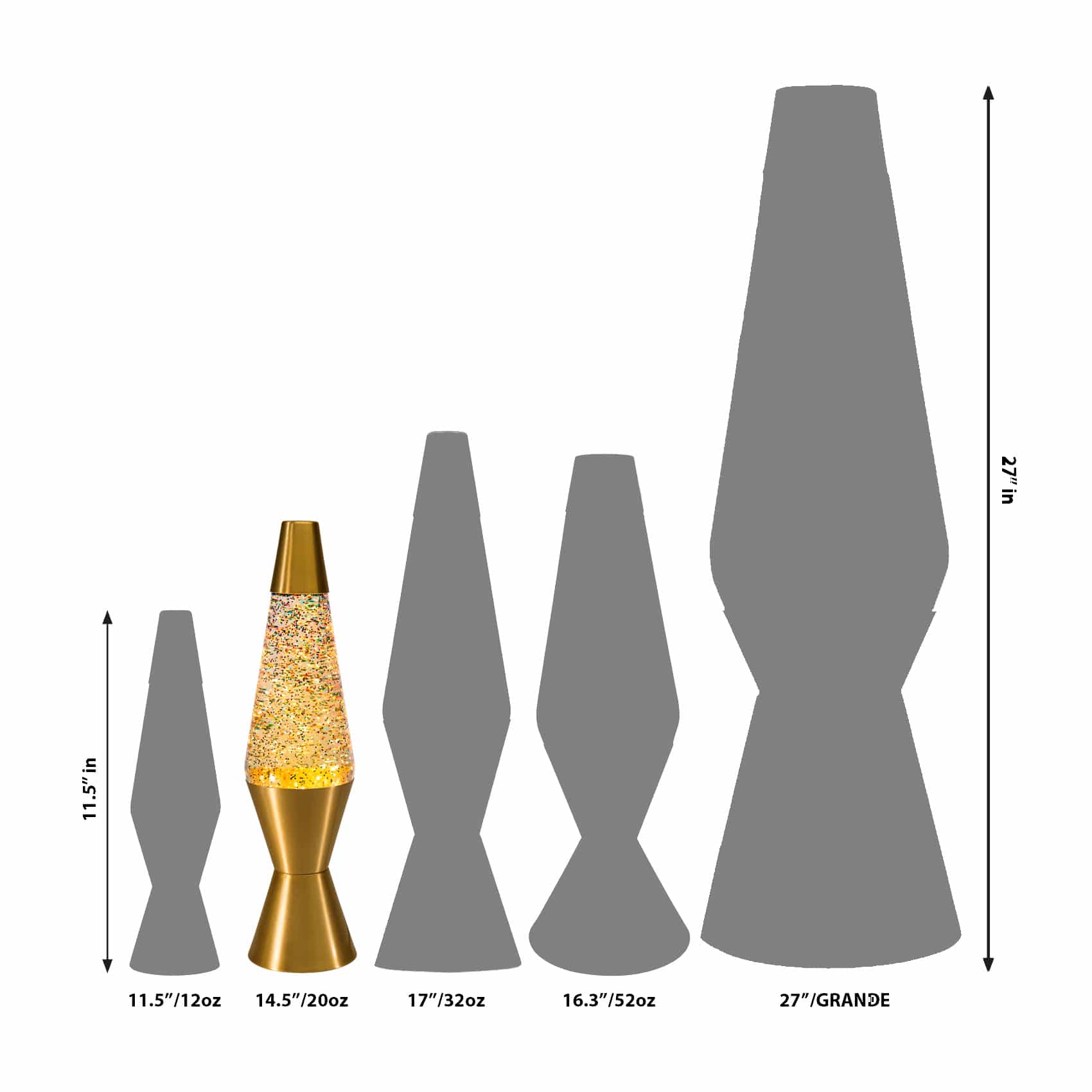 14.5″ LAVA Lamp Rainbow Glitter – Clear/Gold - Image 3