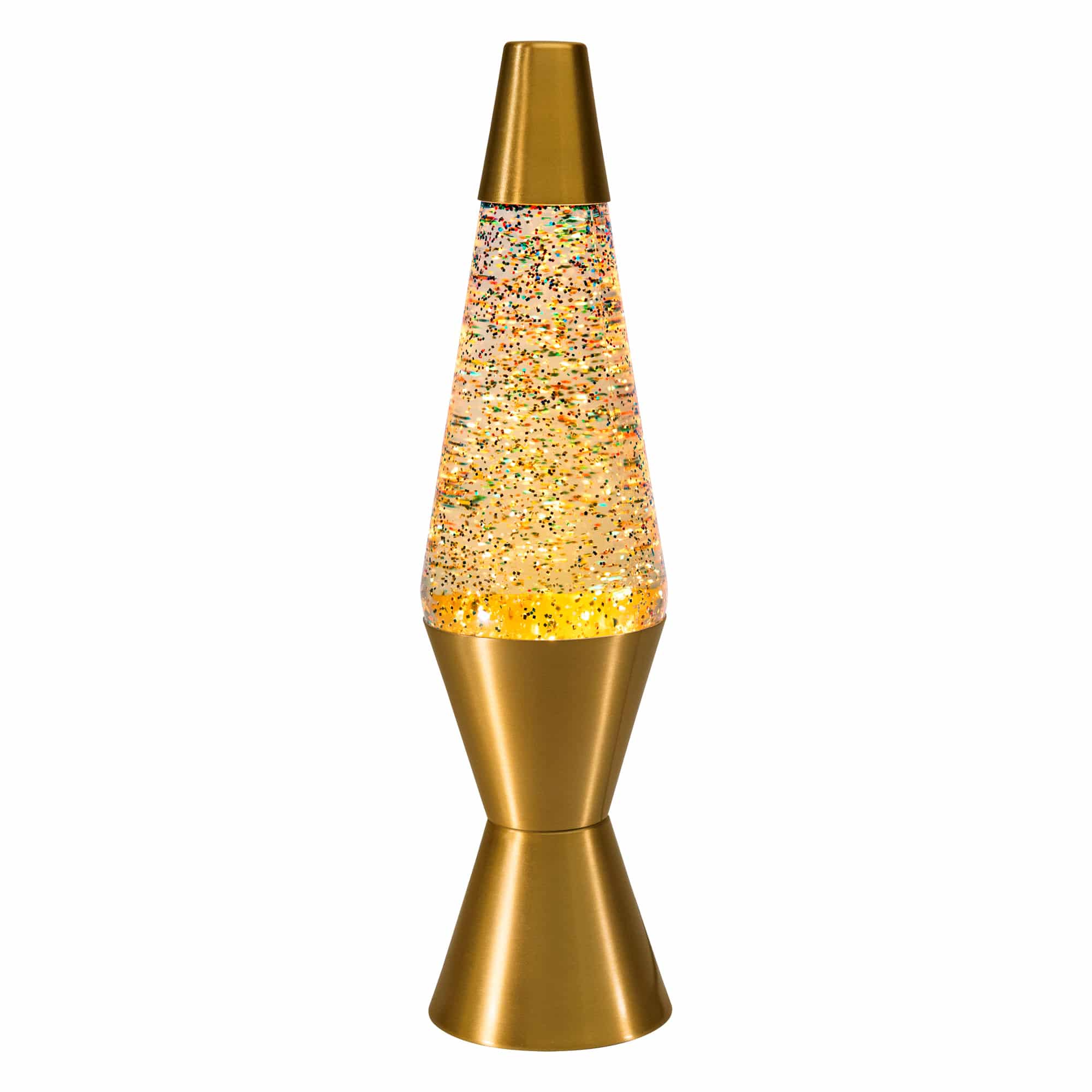 14.5″ LAVA Lamp Rainbow Glitter – Clear/Gold
