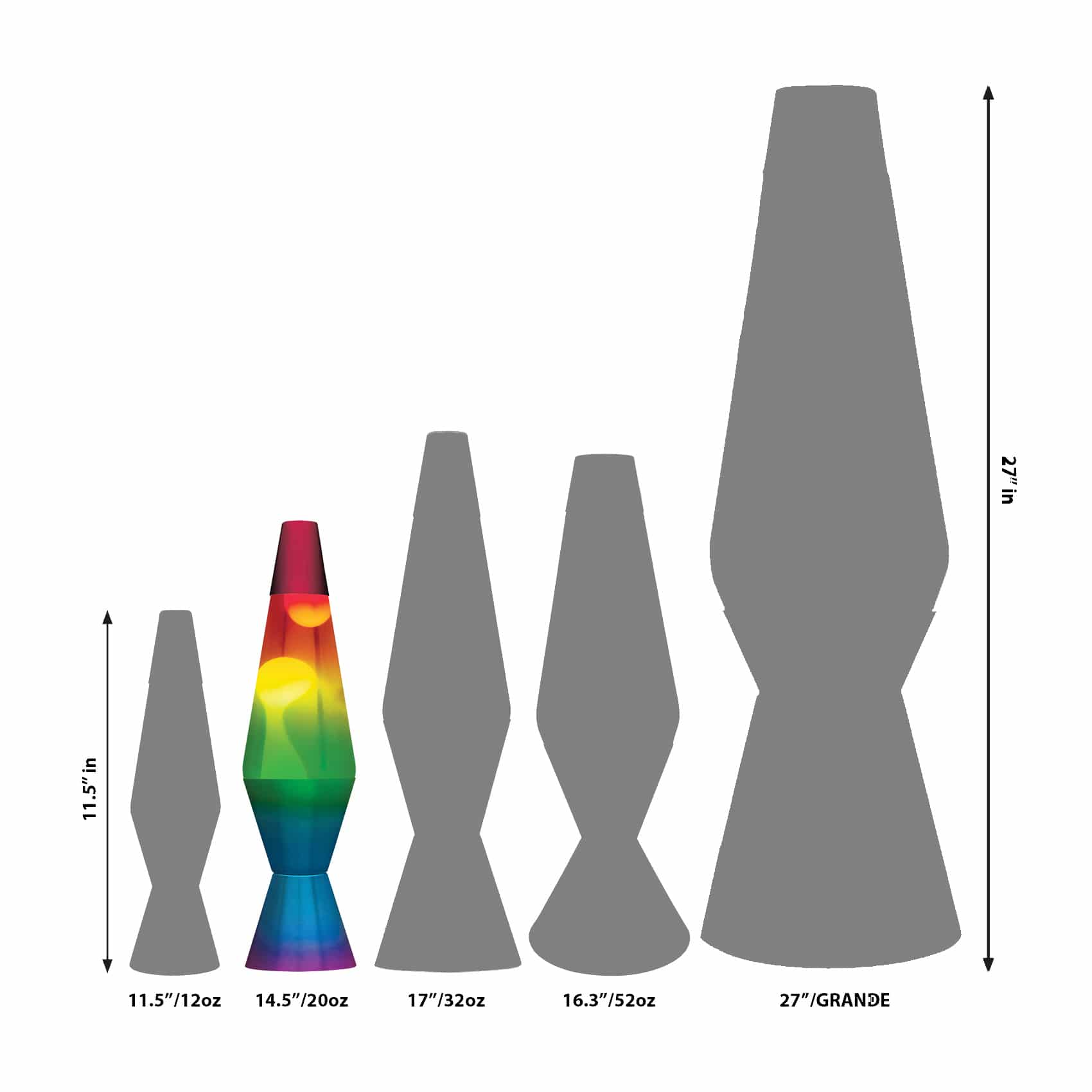 14.5” LAVA Lamp Rainbow – White/Clear/Tricolor - Image 4